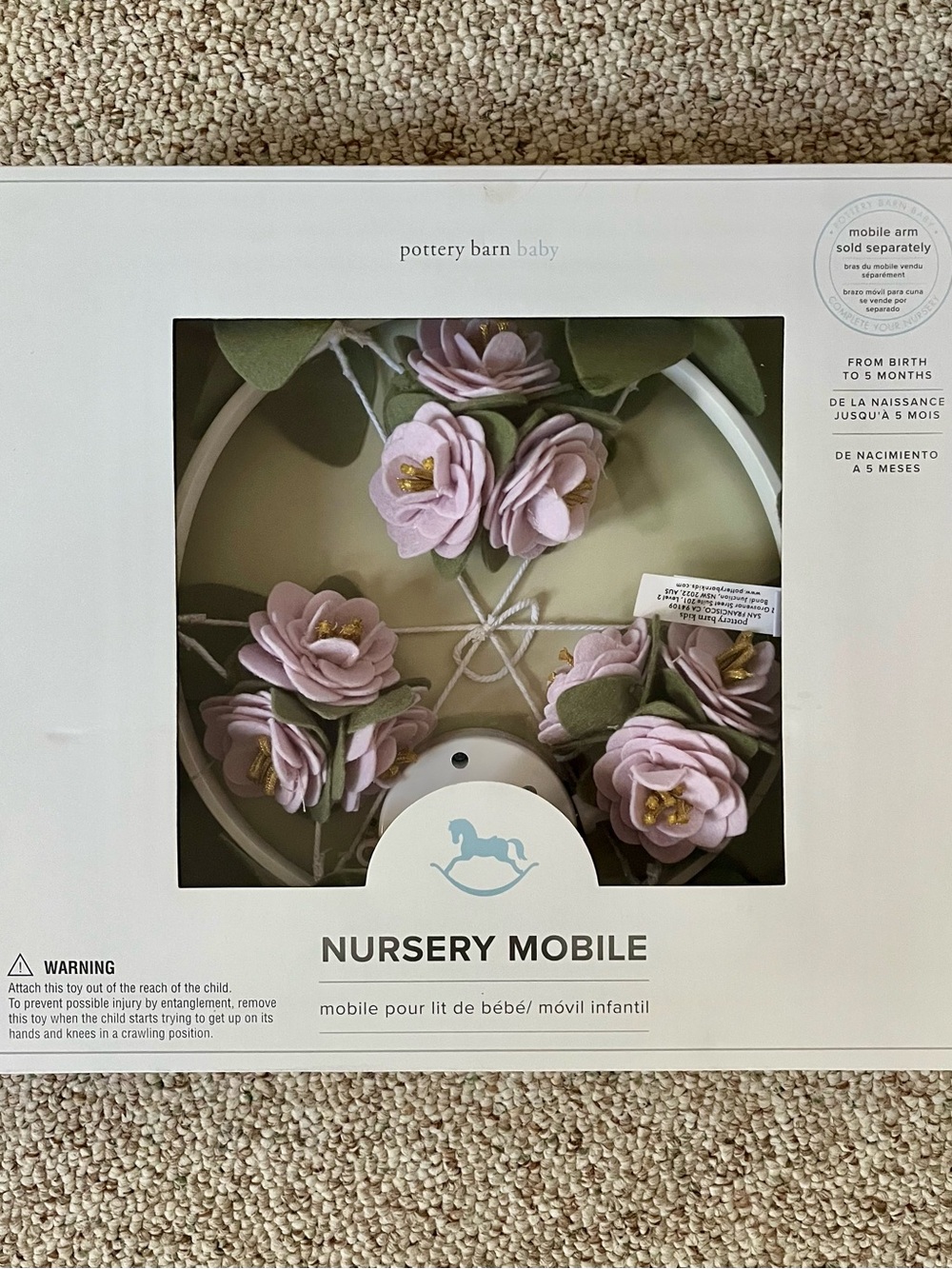 Pottery Barn Kids Pink and Green Floral Baby Mobile